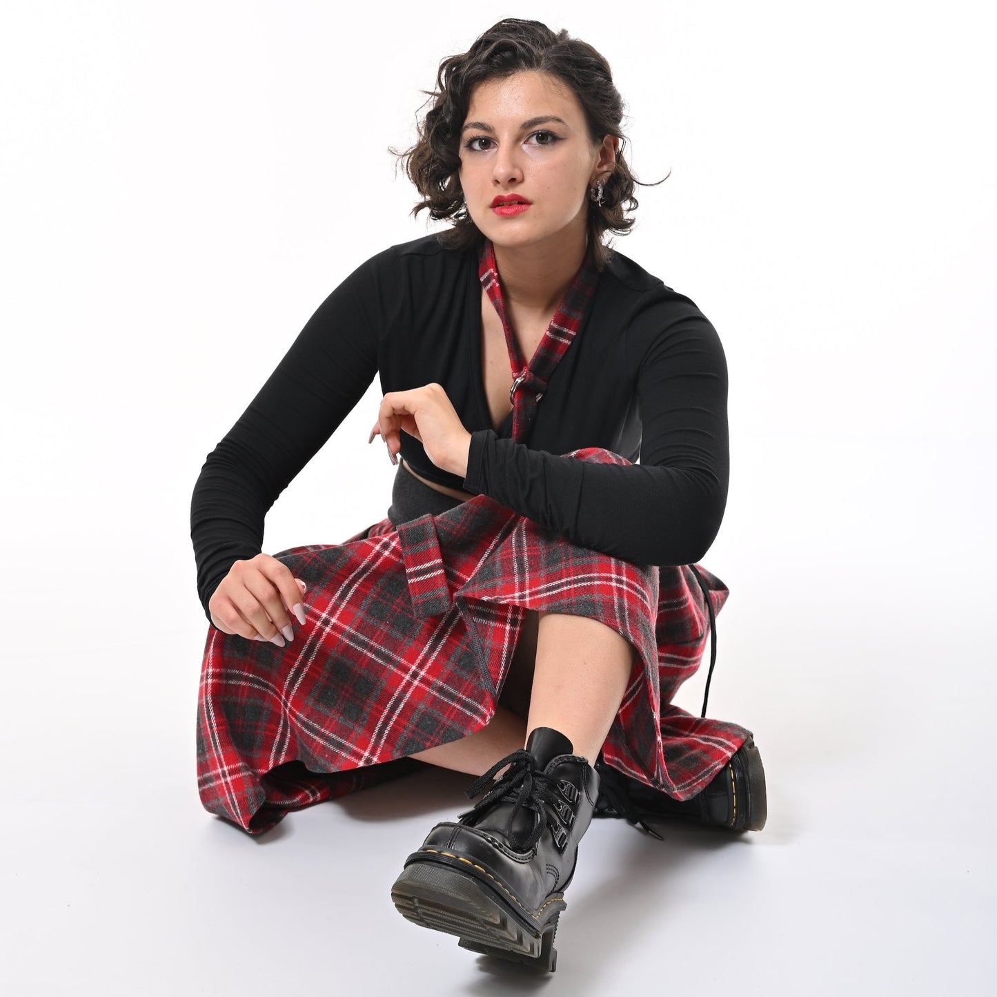 Bonnie Midi Skirt In Red Tartan