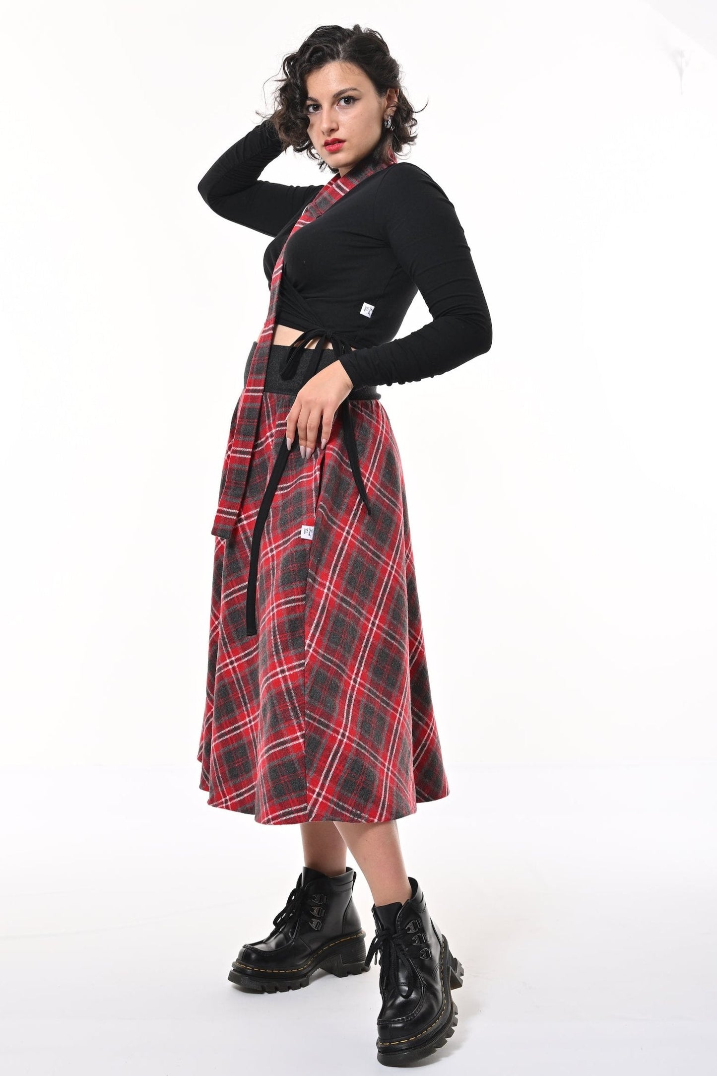 Bonnie Midi Skirt In Red Tartan