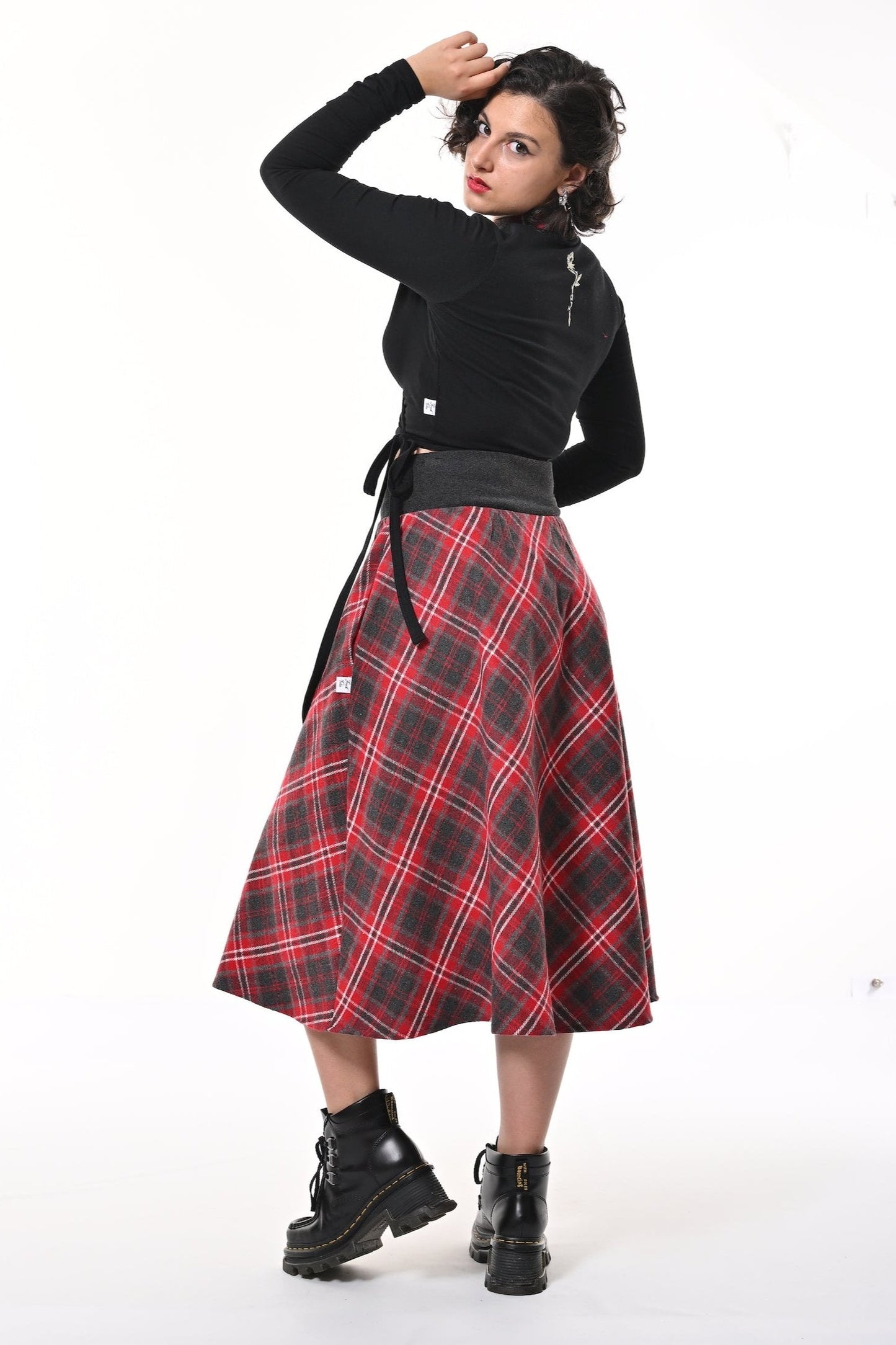 Bonnie Midi Skirt In Red Tartan