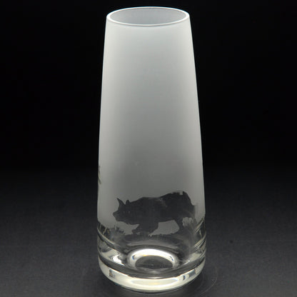 Border Collie Dog Glass Bud Vase - Hand Etched/Engraved Gift