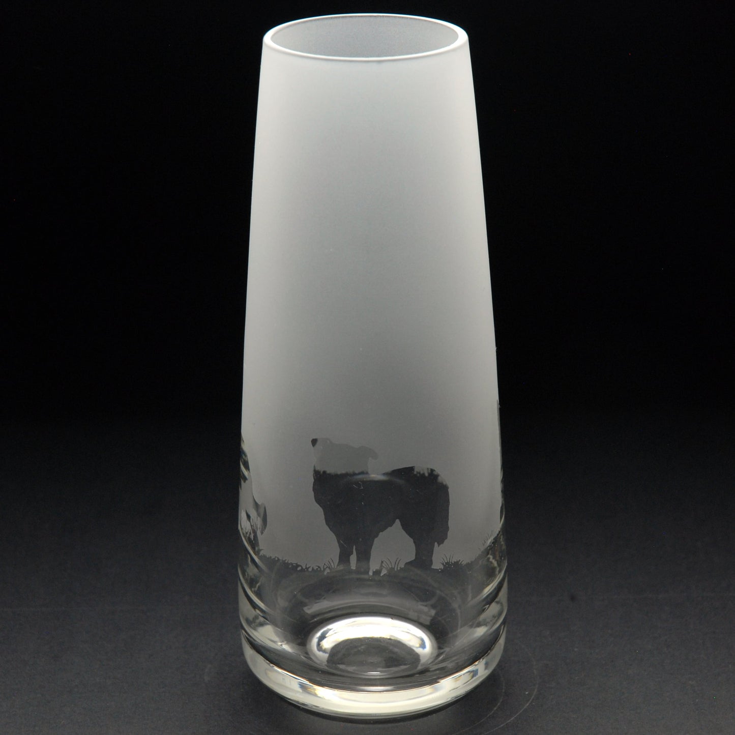 Border Collie Dog Glass Bud Vase - Hand Etched/Engraved Gift