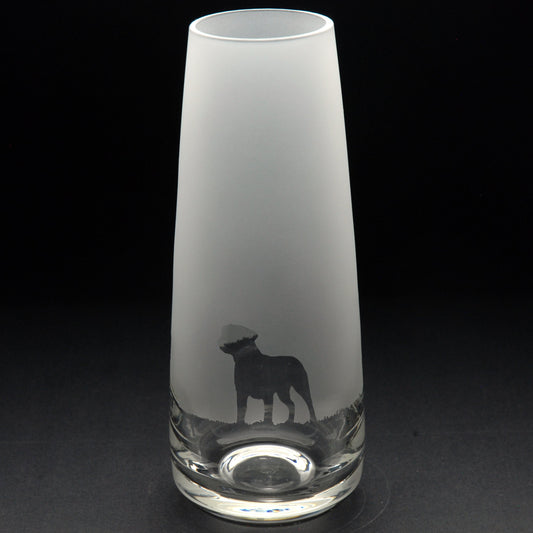 Border Terrier Dog Glass Bud Vase - Hand Etched/Engraved Gift