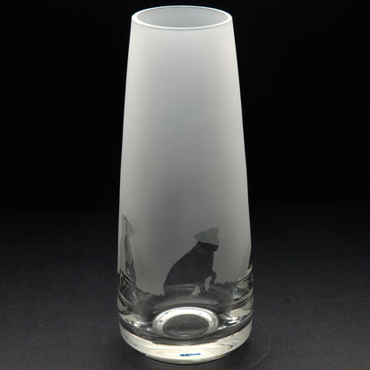 Border Terrier Dog Glass Bud Vase - Hand Etched/Engraved Gift