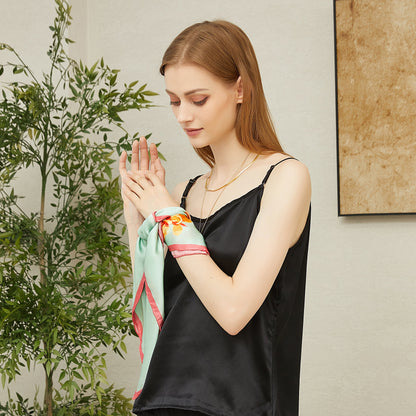 Black Pure Mulberry Silk Camisole with Adjustable Straps | Relaxed Fit | 19 Momme | Soar Collection