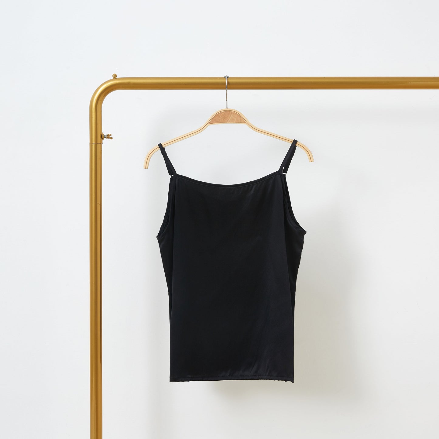 Black Pure Mulberry Silk Camisole with Adjustable Straps | Relaxed Fit | 19 Momme | Soar Collection