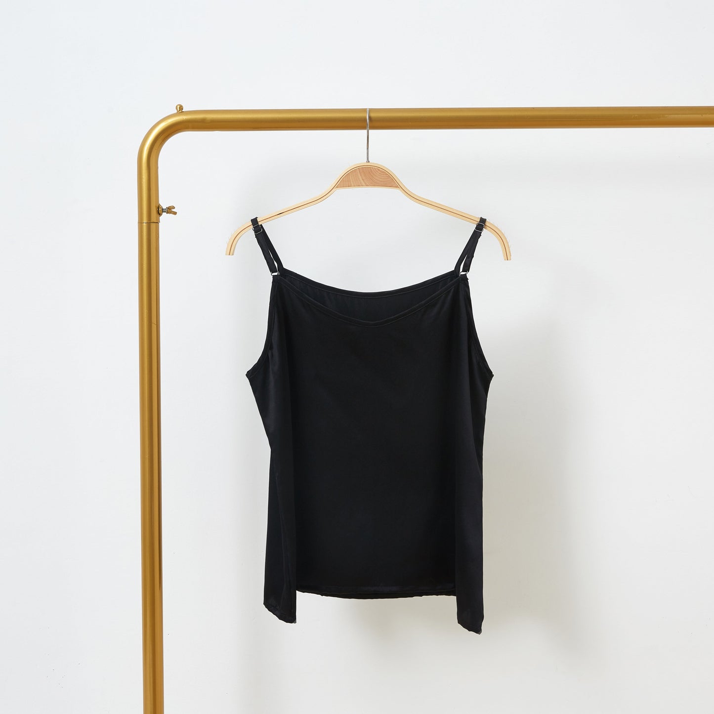 Black Pure Mulberry Silk Camisole with Adjustable Straps | Relaxed Fit | 19 Momme | Soar Collection