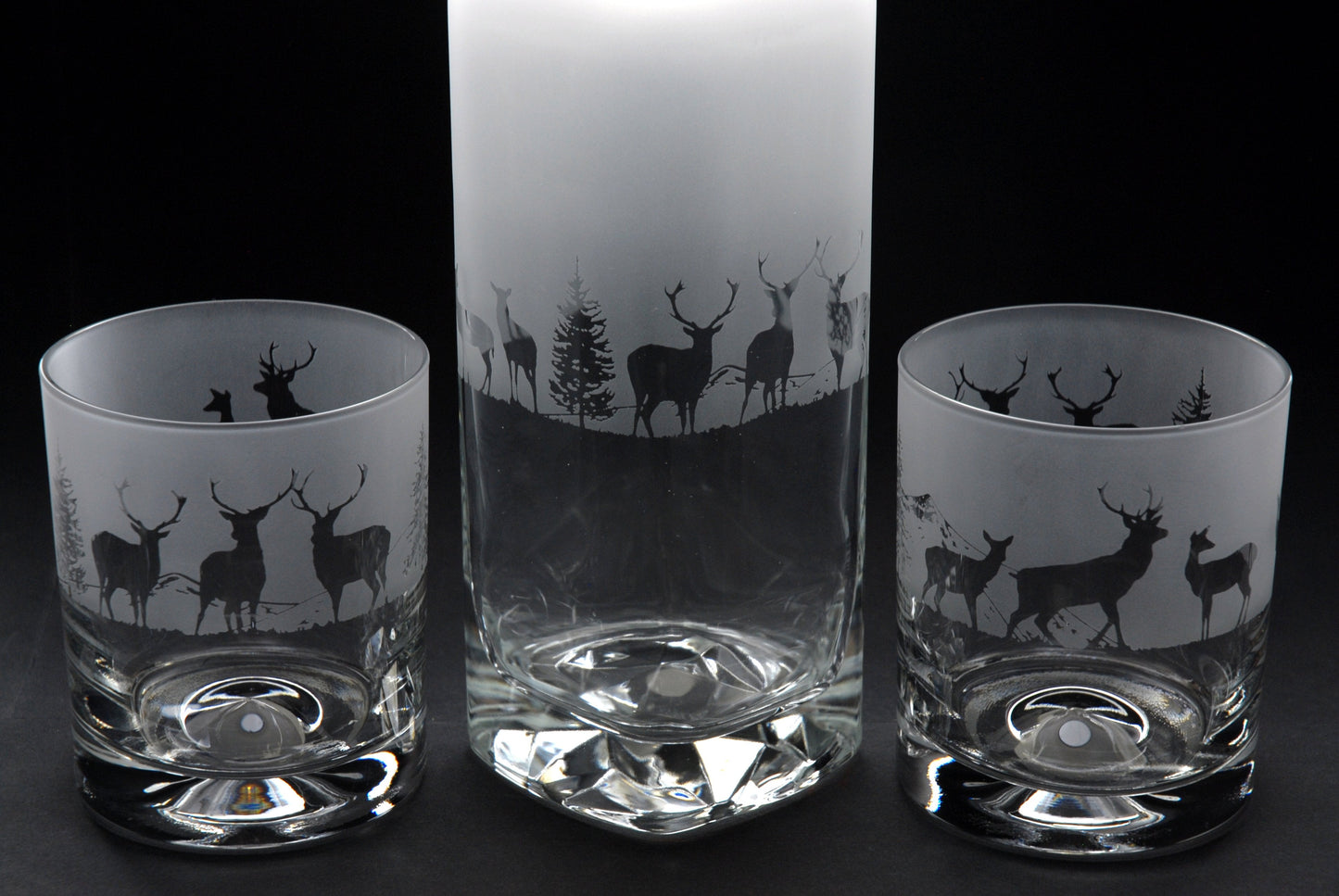 Stag Set of Tumblers & Decanter - Hand Etched/Engraved Gift