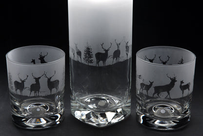 Stag Set of Tumblers & Decanter - Hand Etched/Engraved Gift