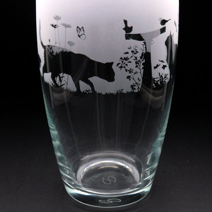 Cat Glass Botanica Vase - Hand Etched/Engraved Gift