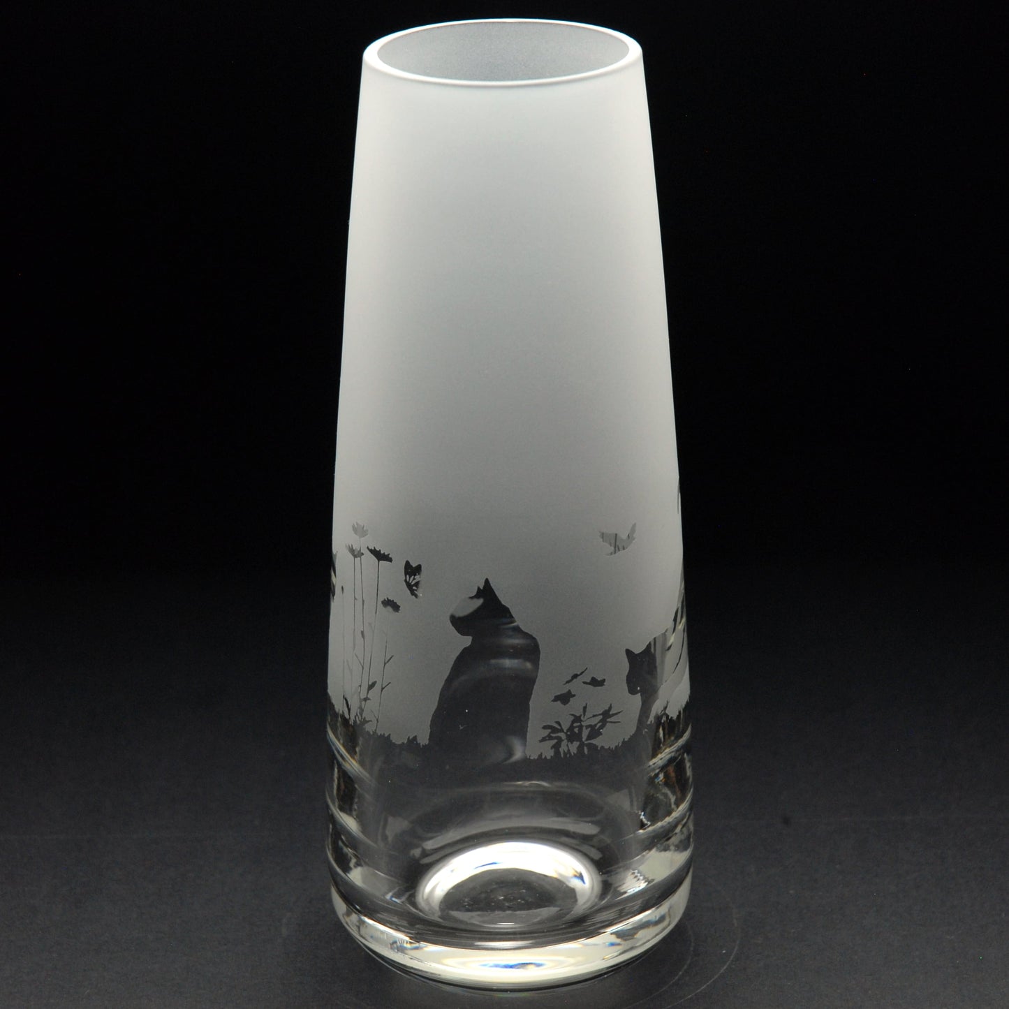 Cats Glass Bud Vase - Hand Etched/Engraved Gift