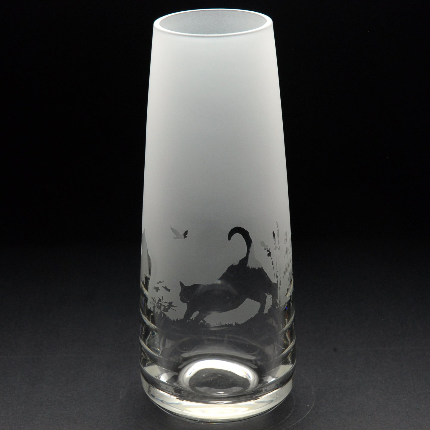 Cats Glass Bud Vase - Hand Etched/Engraved Gift