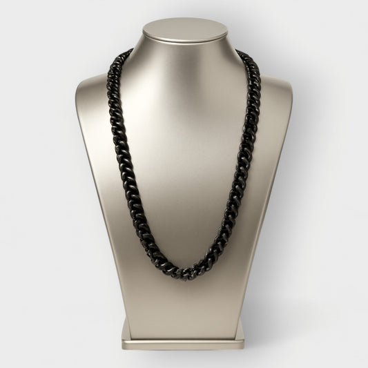 Chunky Black Aluminium Chain Necklace - Opera Length 32 Inch - Cleopatra