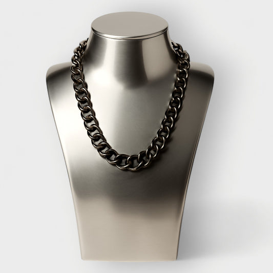 Unisex Chunky Black Aluminium Chain Necklace - Matinee Length 22 Inch - Cleopatra