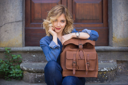 Leather Backpack in Heritage Brown Mod 103