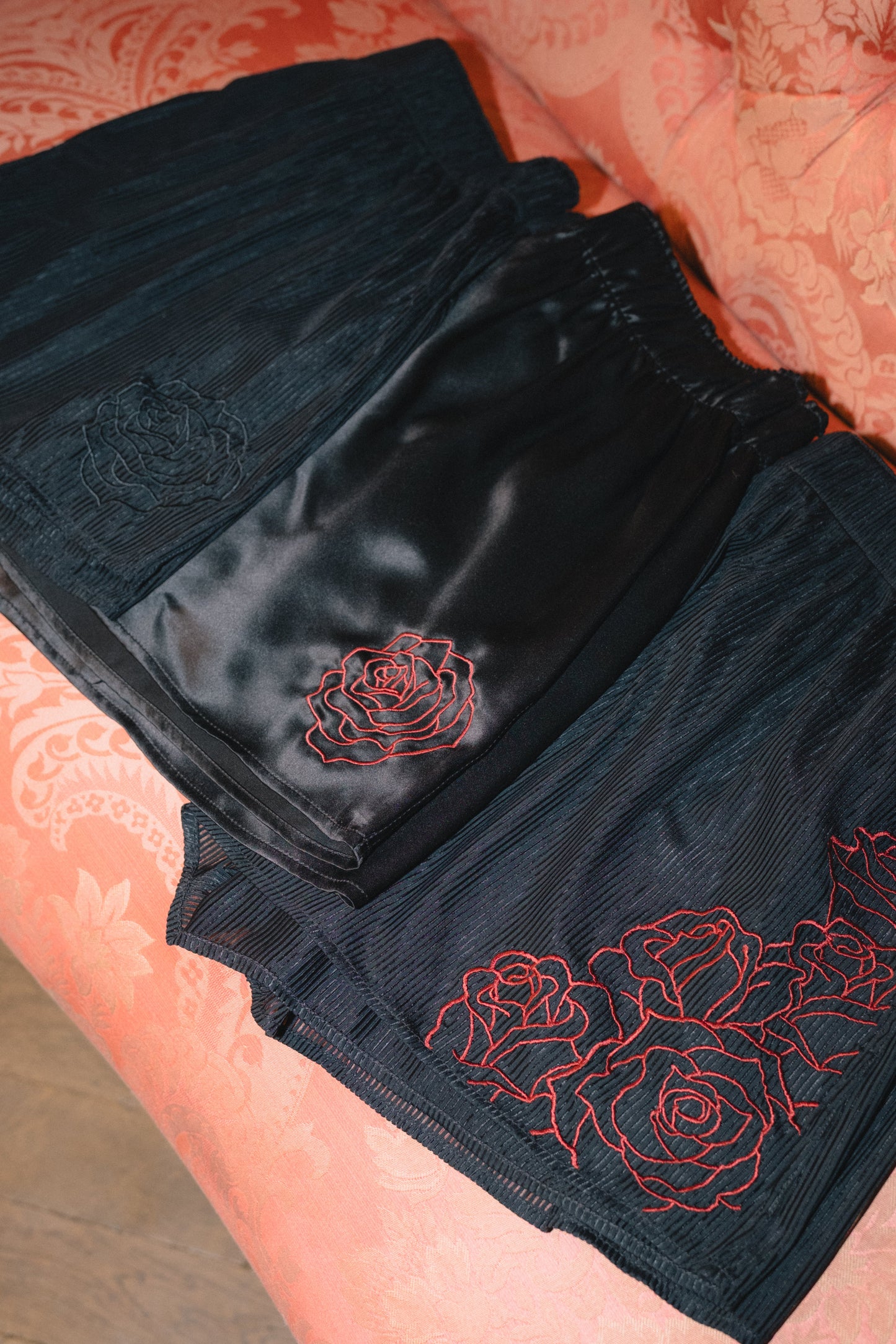 LACE BOXER - BLACK ROSE