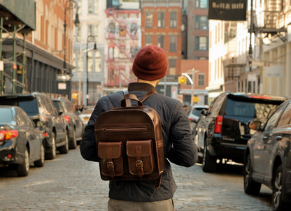 Leather Backpack Cuoio Dark Brown Mod 136