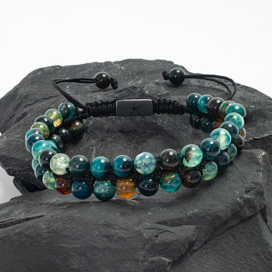Helix Agate Earthstone Green Rope Beaded Bracelet