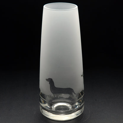 Dachshund Dog Glass Bud Vase - Hand Etched/Engraved Gift