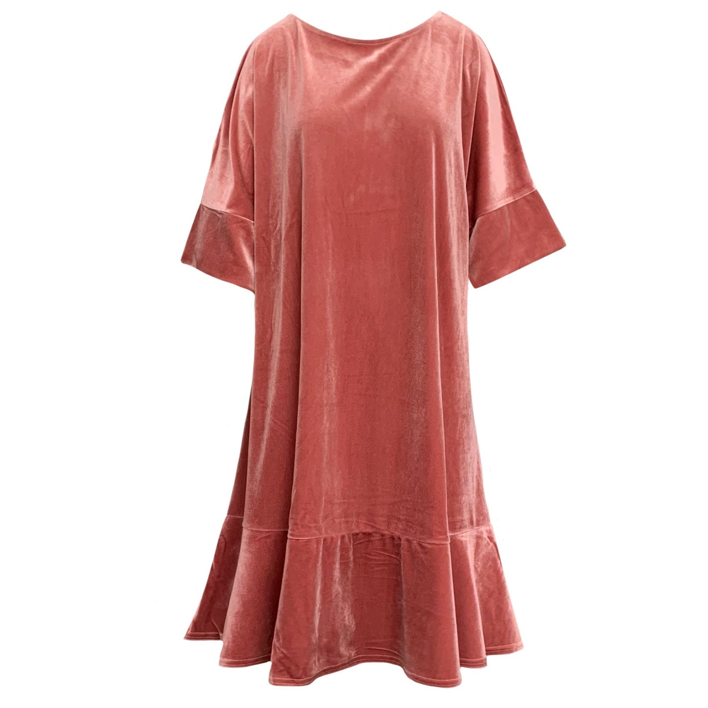 Dana Dress In Dusky Pink Velour With Belt