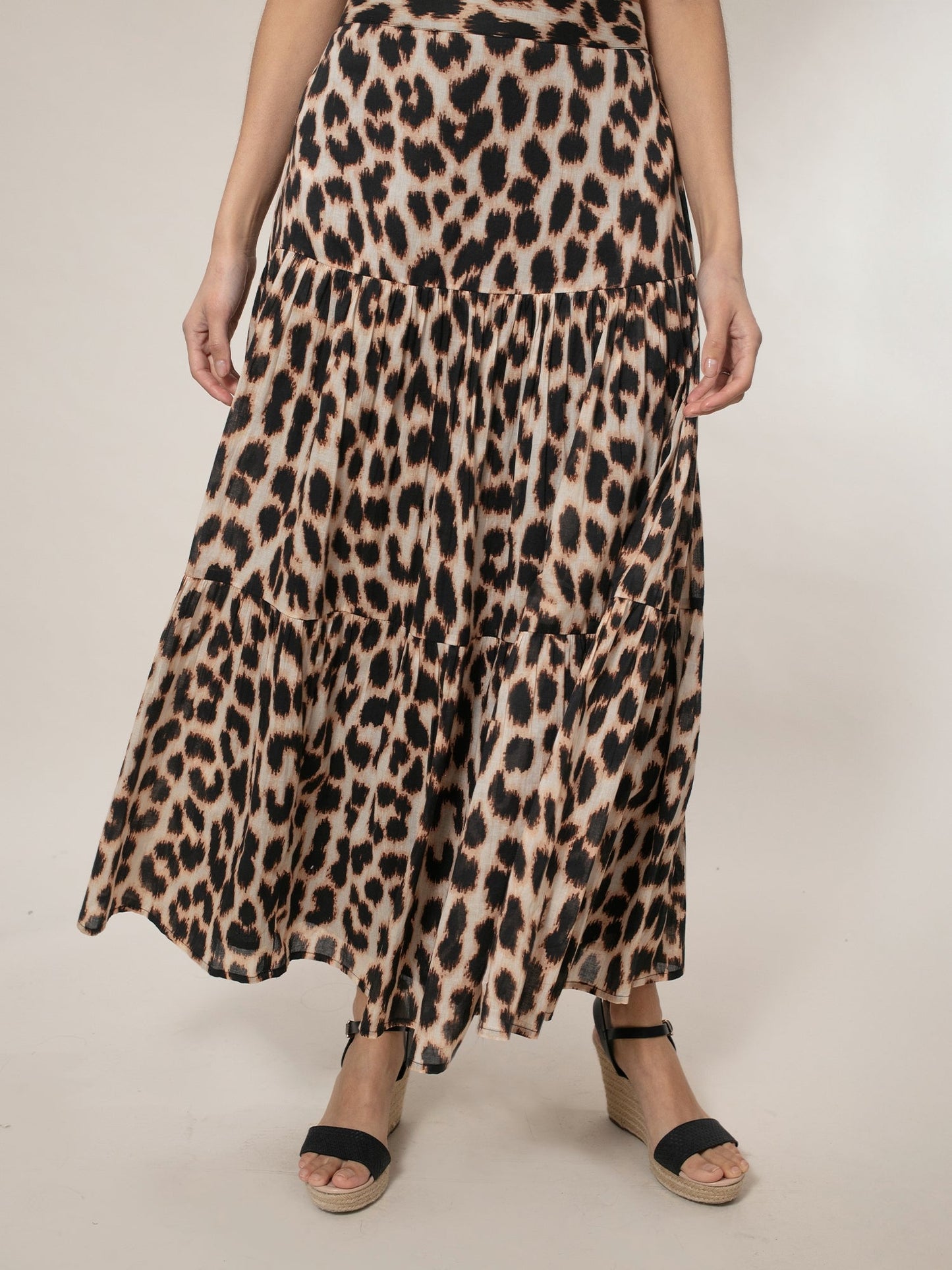 Dominica Tiered Skirt - Leopard