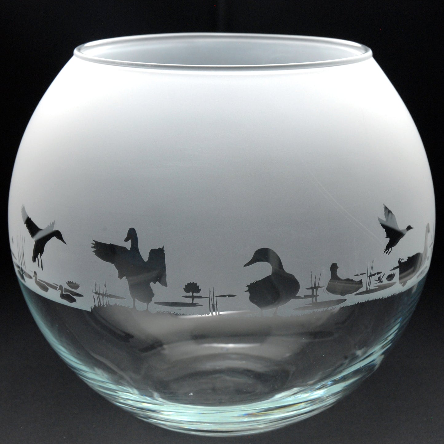 Duck Glass Flora Bowl Vase - Hand Etched/Engraved Gift