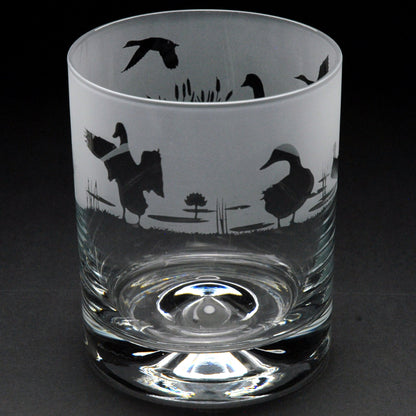 Duck Whiskey Tumbler Glass - Hand Etched/Engraved Gift