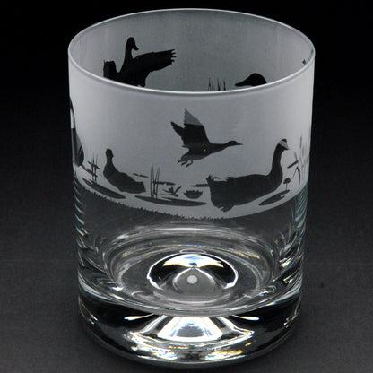 Duck Whiskey Tumbler Glass - Hand Etched/Engraved Gift