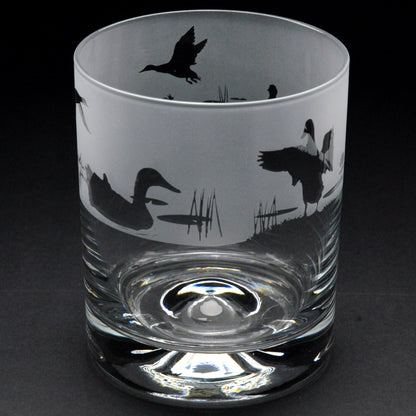 Duck Whiskey Tumbler Glass - Hand Etched/Engraved Gift