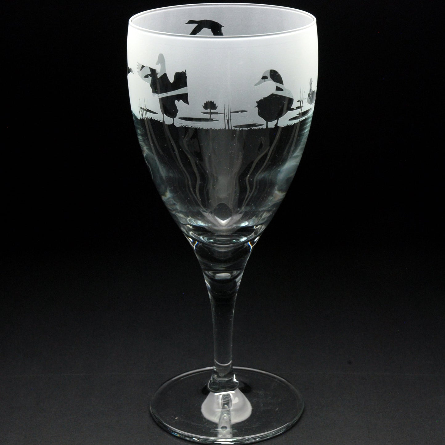 Duck Crystal Wine Glass - Hand Etched/Engraved Gift