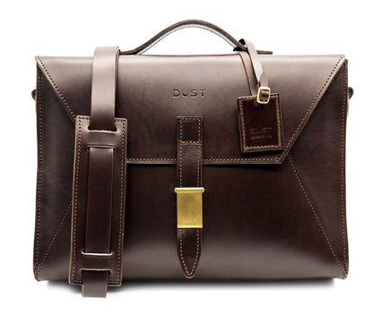 Leather Briefcase in Cuoio Dark Brown Mod 206