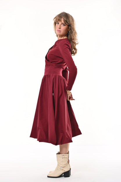 Enoki Puffball Skirt In Burgundy