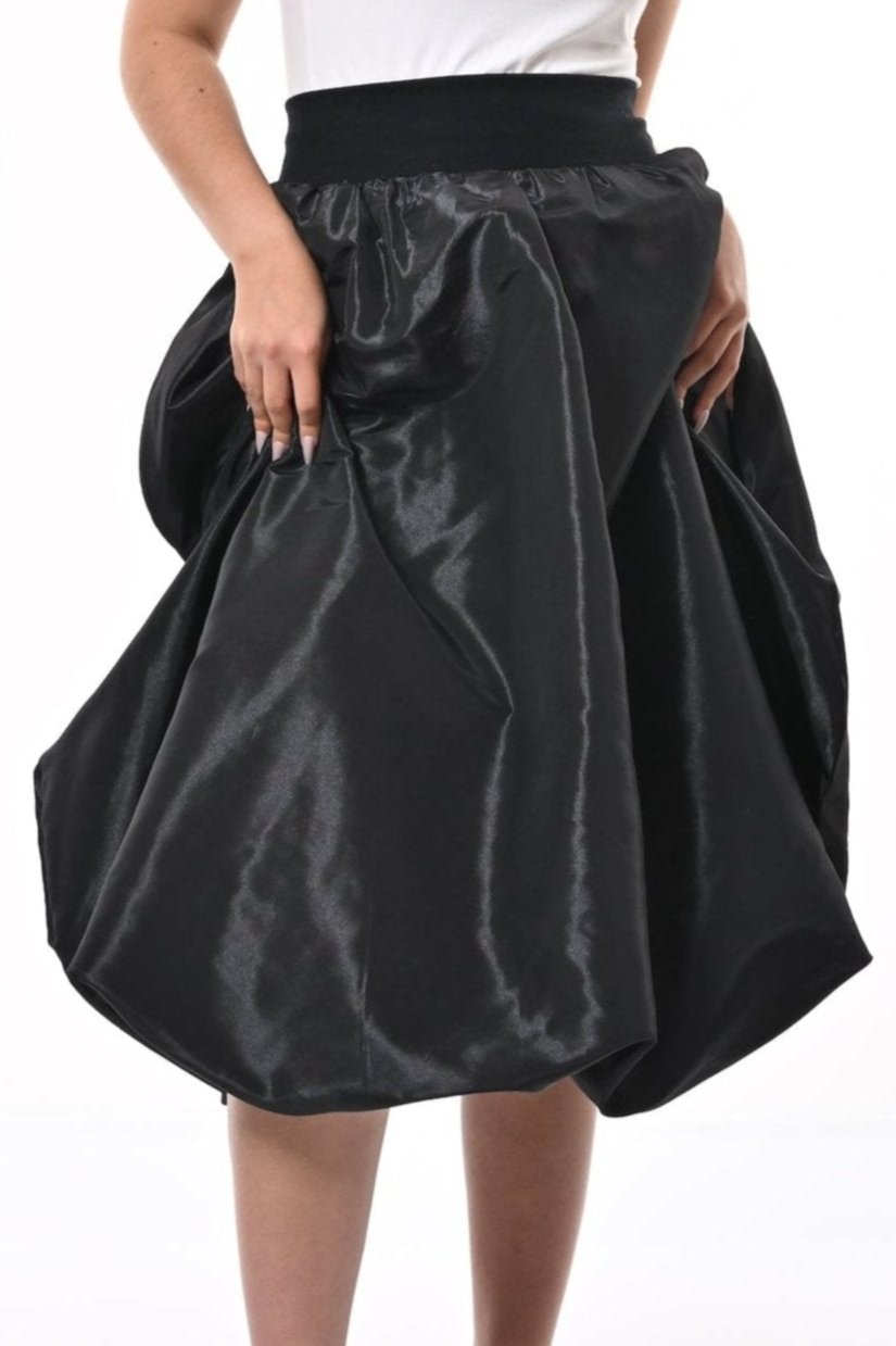 Enoki Puffball Skirt In Black Taffeta