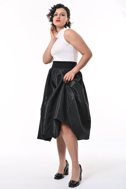 Enoki Puffball Skirt In Black Taffeta