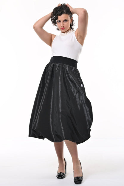 Enoki Puffball Skirt In Black Taffeta