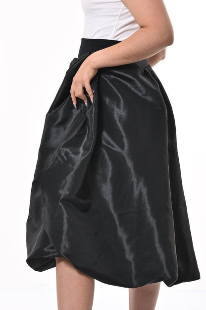 Enoki Puffball Skirt In Black Taffeta