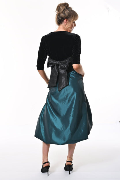 Enoki Puffball Skirt In Teal Taffeta