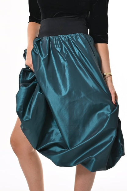 Enoki Puffball Skirt In Teal Taffeta