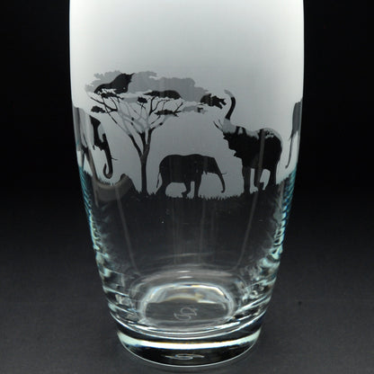 Elephant Glass Botanica Vase - Hand Etched/Engraved Gift