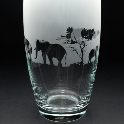 Elephant Glass Botanica Vase - Hand Etched/Engraved Gift