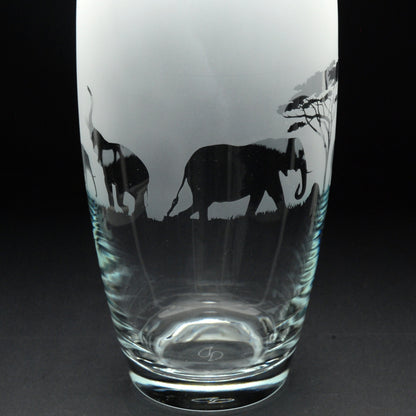 Elephant Glass Botanica Vase - Hand Etched/Engraved Gift