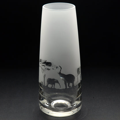 Elephant Glass Bud Vase - Hand Etched/Engraved Gift