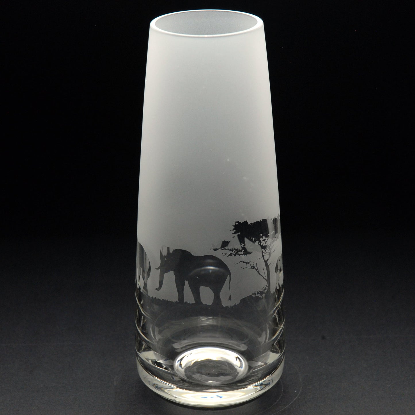 Elephant Glass Bud Vase - Hand Etched/Engraved Gift