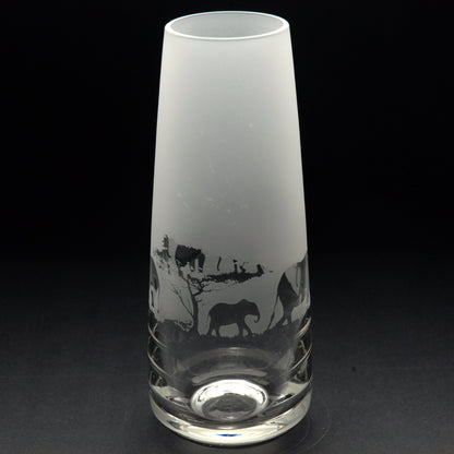 Elephant Glass Bud Vase - Hand Etched/Engraved Gift