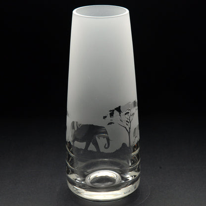 Elephant Glass Bud Vase - Hand Etched/Engraved Gift