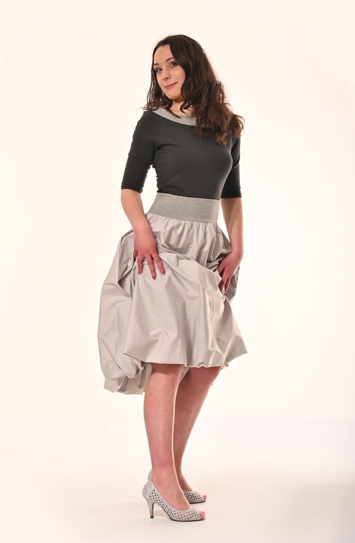 Enoki Puffball Skirt In Dove Grey