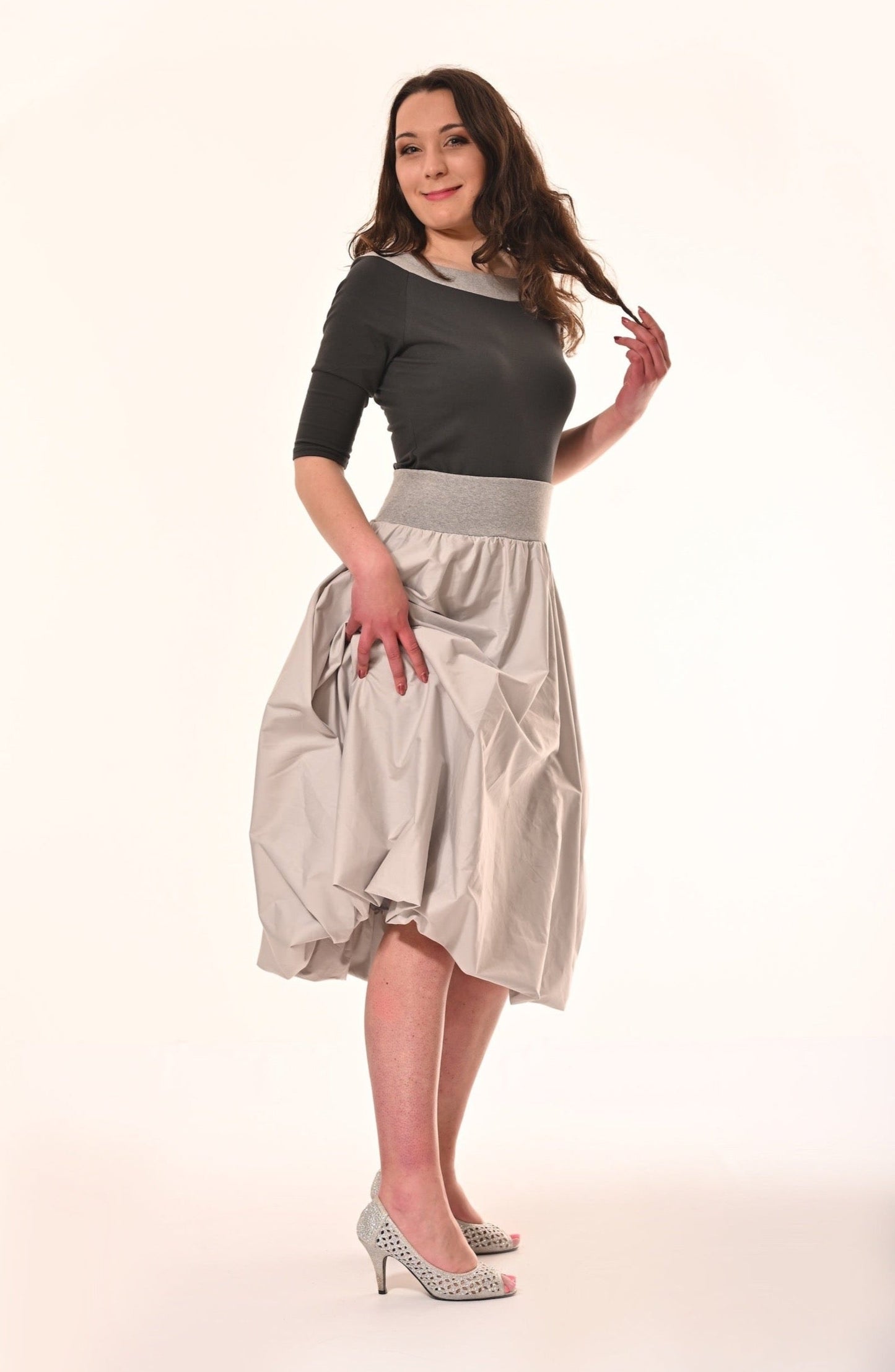 Enoki Puffball Skirt In Dove Grey