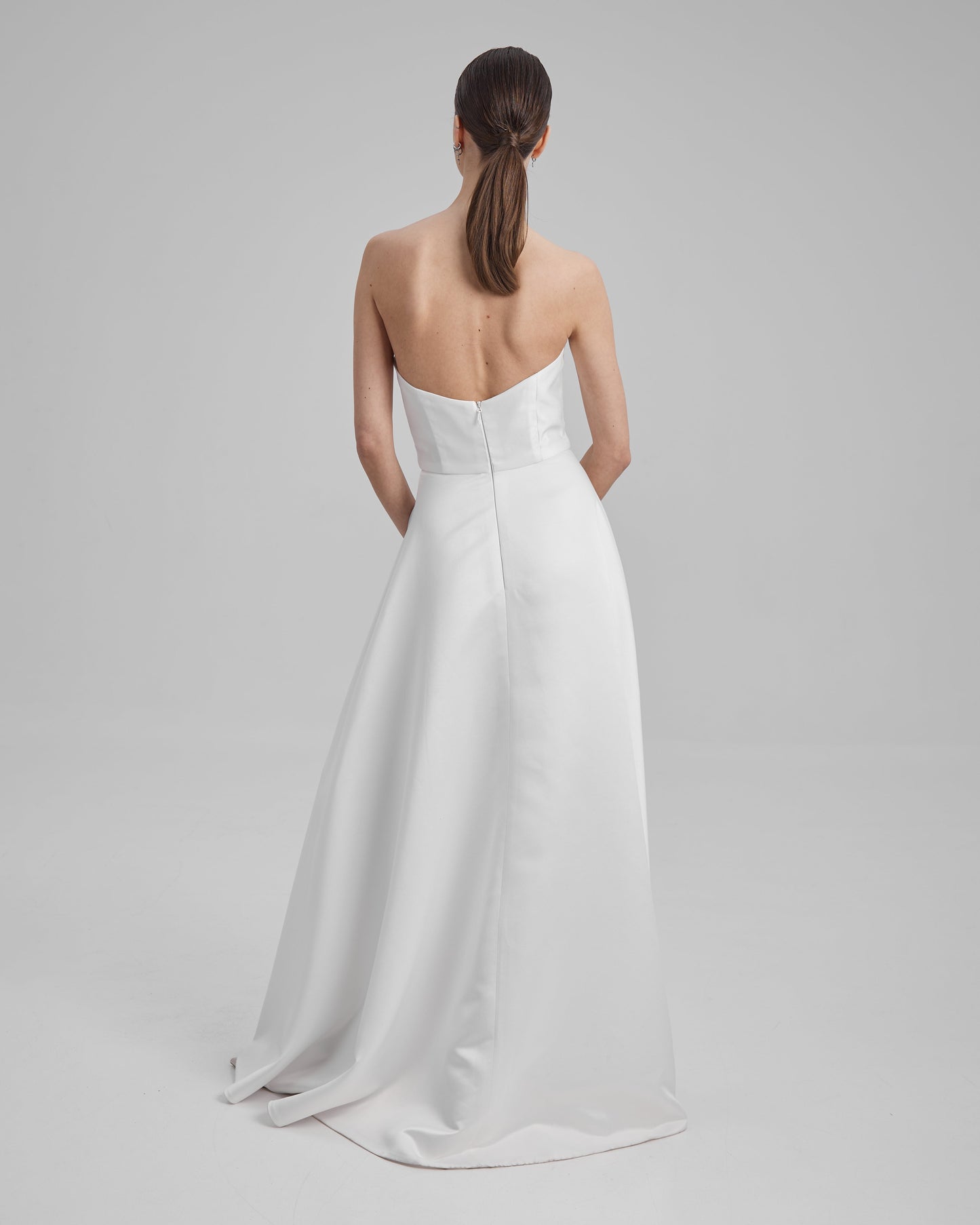 EVE DRESS | Strapless A line maxi dress in white