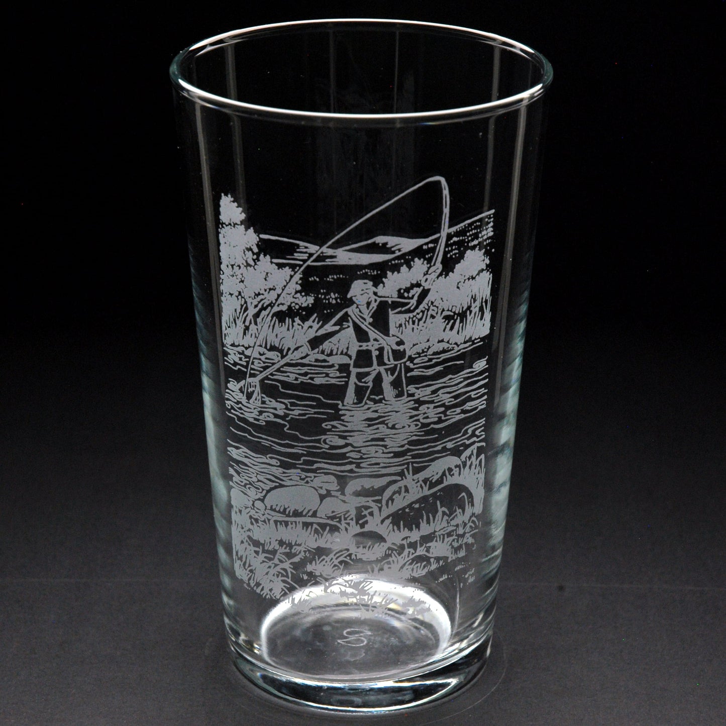 Fly Fishing Pint Glass - Hand Etched/Engraved Gift