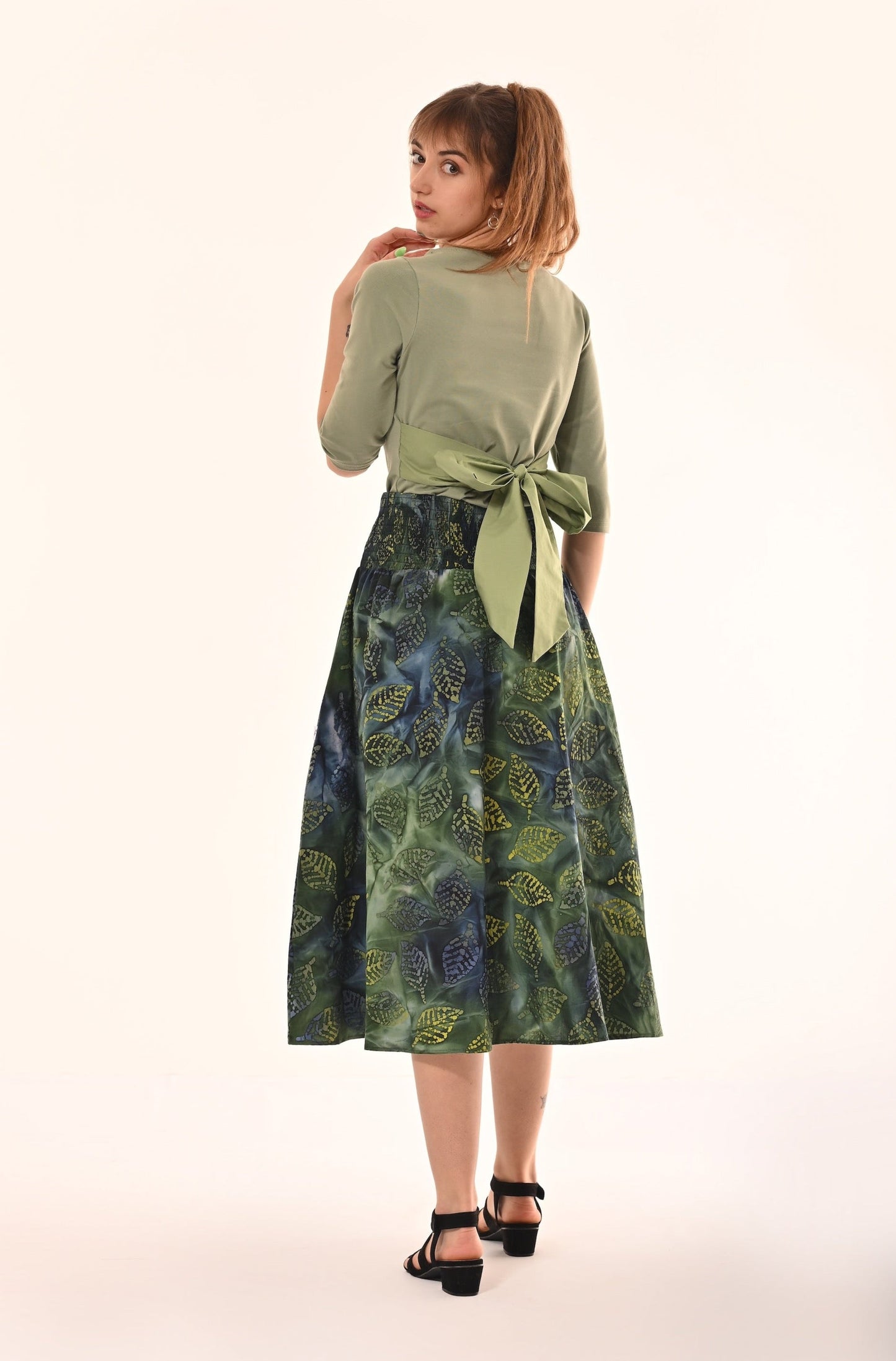 Orchid Midi Skirt In Forest Print With Pockets