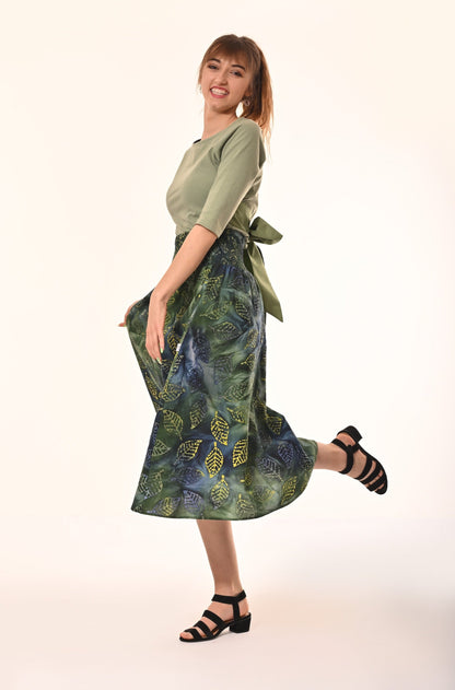 Orchid Midi Skirt In Forest Print With Pockets